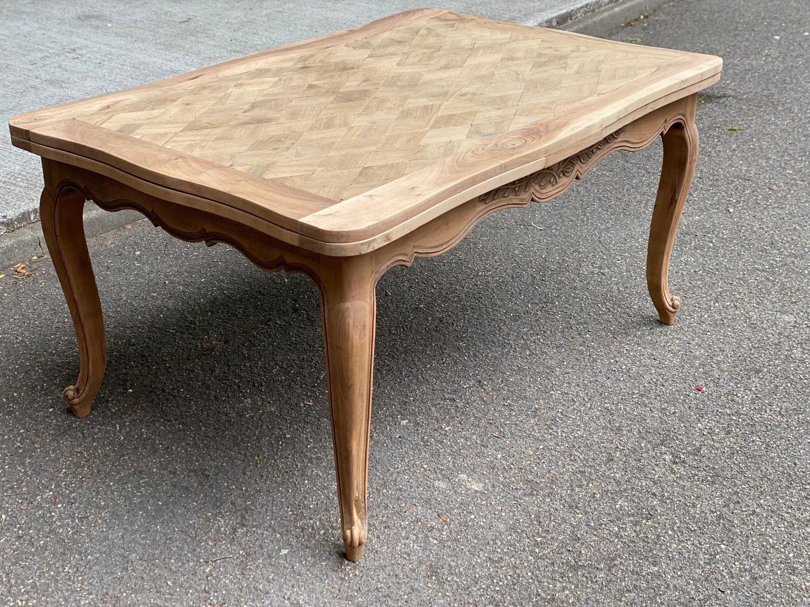 Renovated Louis XV extendable dining table walnut 265cm
