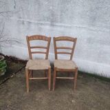 Pair of straw chairs