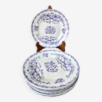 9 assiettes à dessert HB Choisy le Roi mauve 19ème