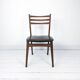 Chaise vintage design danois en bois avec assise en simili cuir olive brun