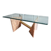 Table basse Ligne Roset des années 80 en marbre rose