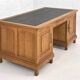 Bureau double face en chêne et cuir