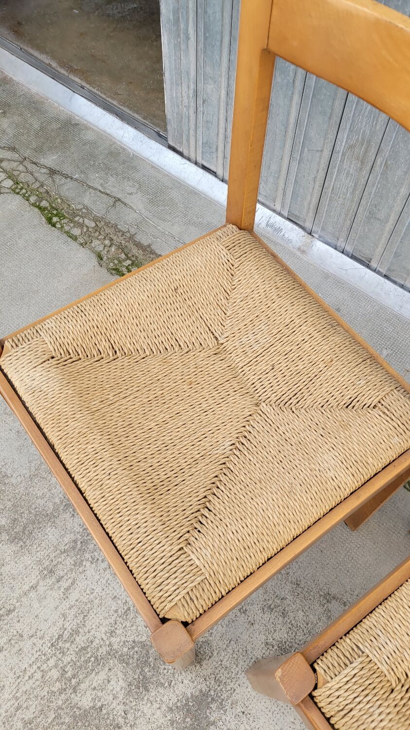 Pair of vintage Italian rope chairs - 1970s
