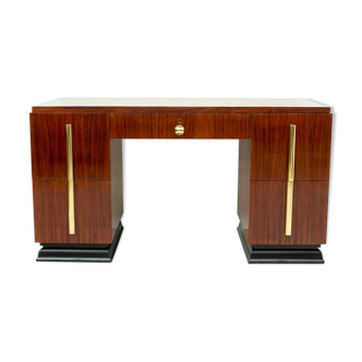 Art deco rosewood & brass desk, 1930s