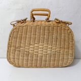 small vintage rattan suitcase