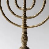 Bougeoir vintage en laiton des années 1950, ménorah à sept branches avec décor ornemental