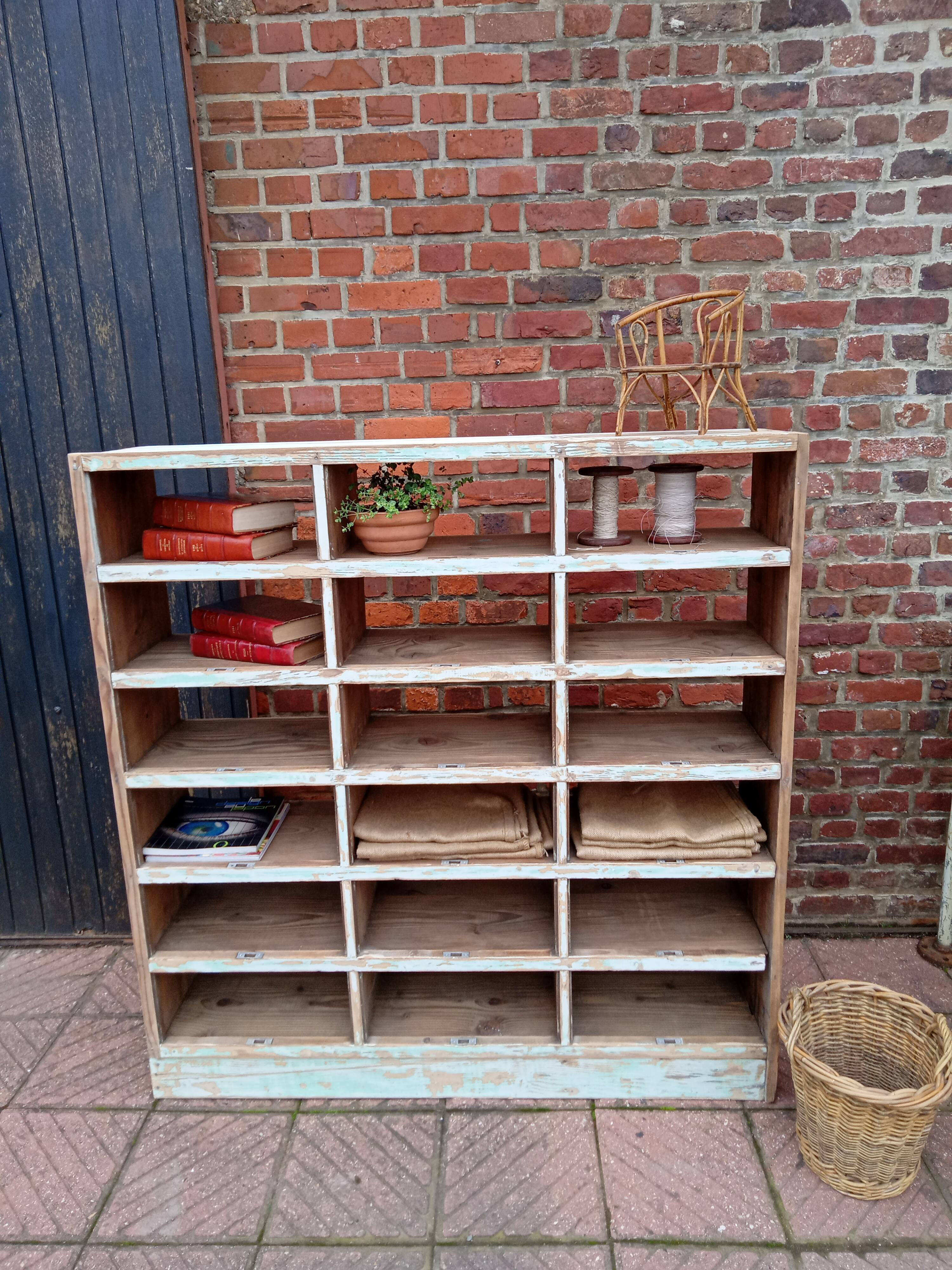 Wooden workshop shelf