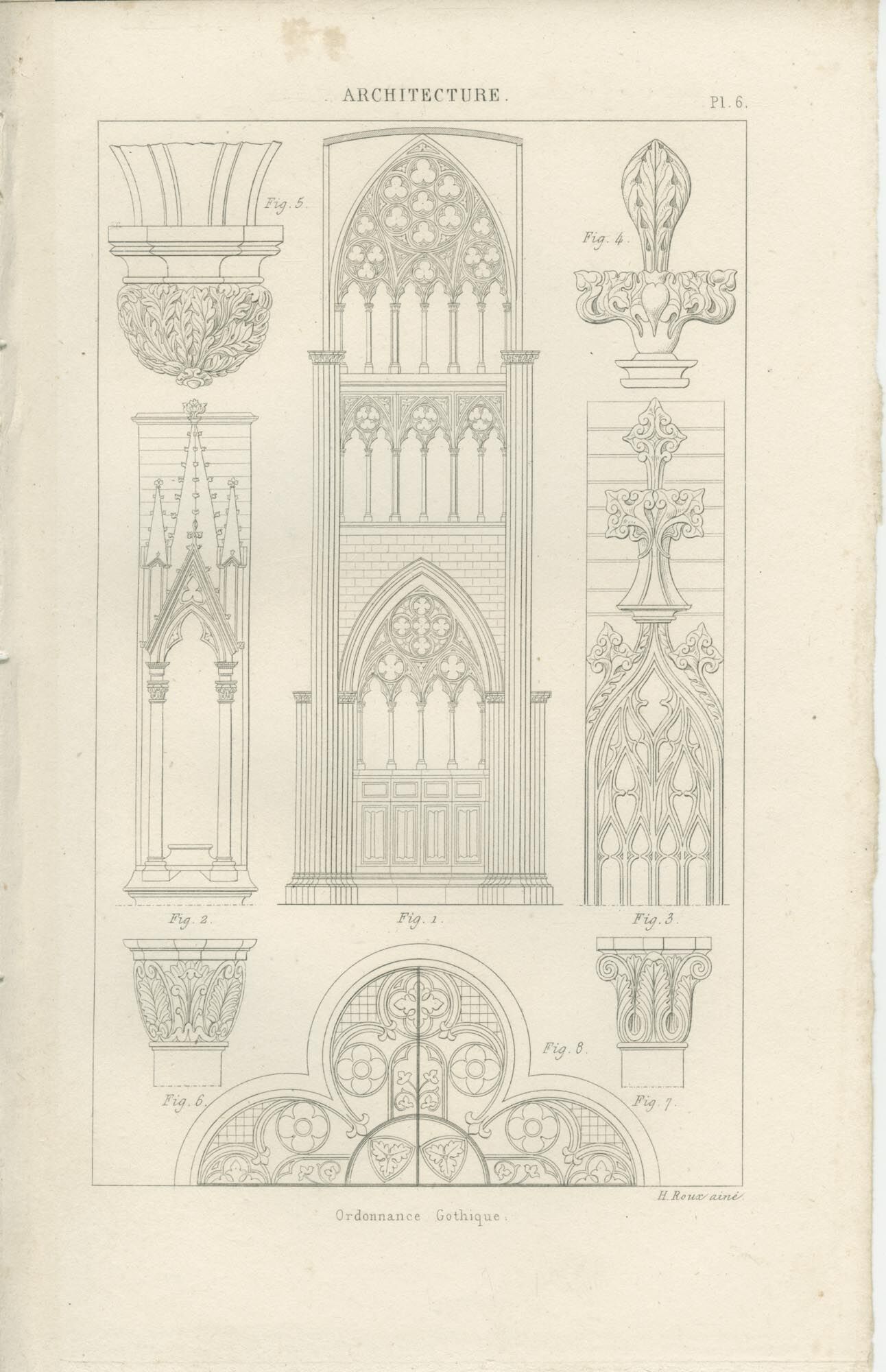 Old engraving architecture columns