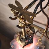 Brass lamp with Art Nouveau libelules , Majorelle style, Muller and Frere, 45x30 with tulip