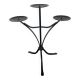 Chandelier en fer forgé , peint en noir, pour 3 bougies
