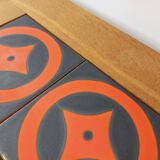 Vintage Guillerme and Chambron coffee and side table in solid oak and ceramic from the 50s and 60s