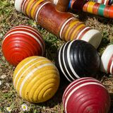 Old wooden croquet game