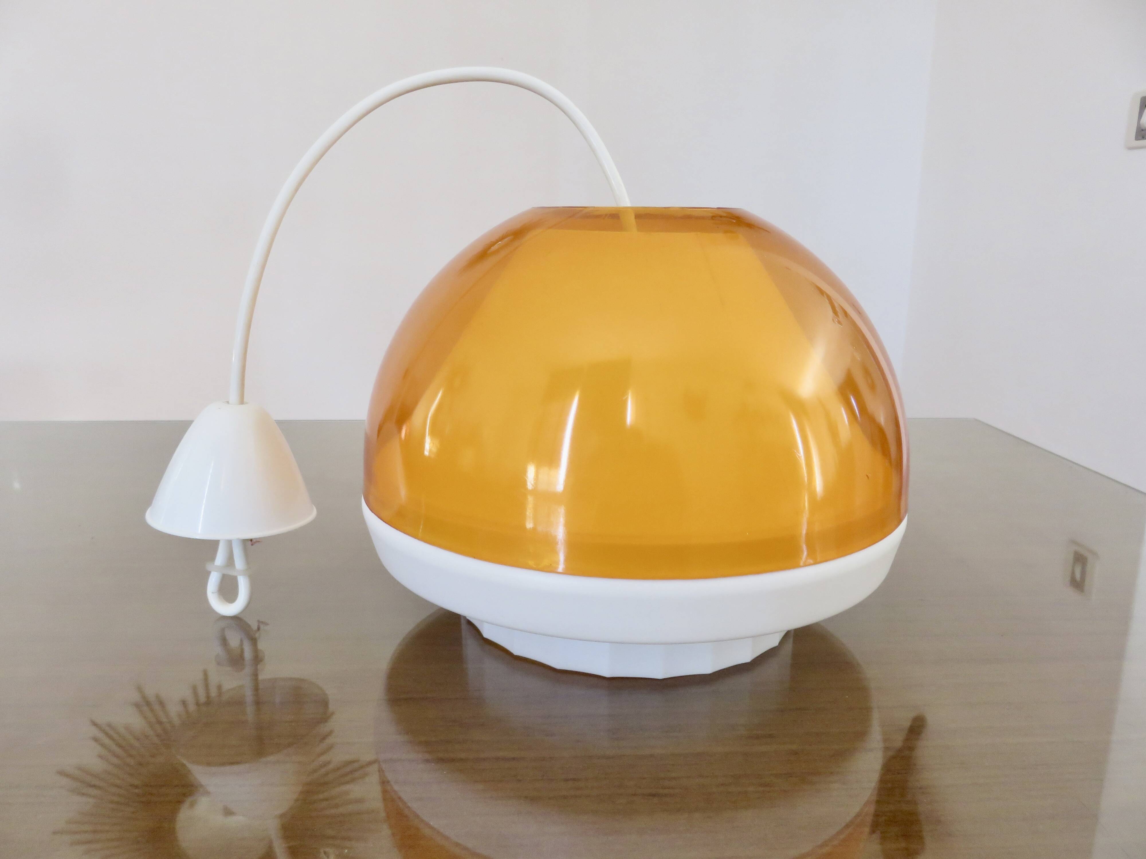 Orange plexiglass pendant light 1970