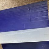 Pair of contemporary shelves in aluminum and stained wood