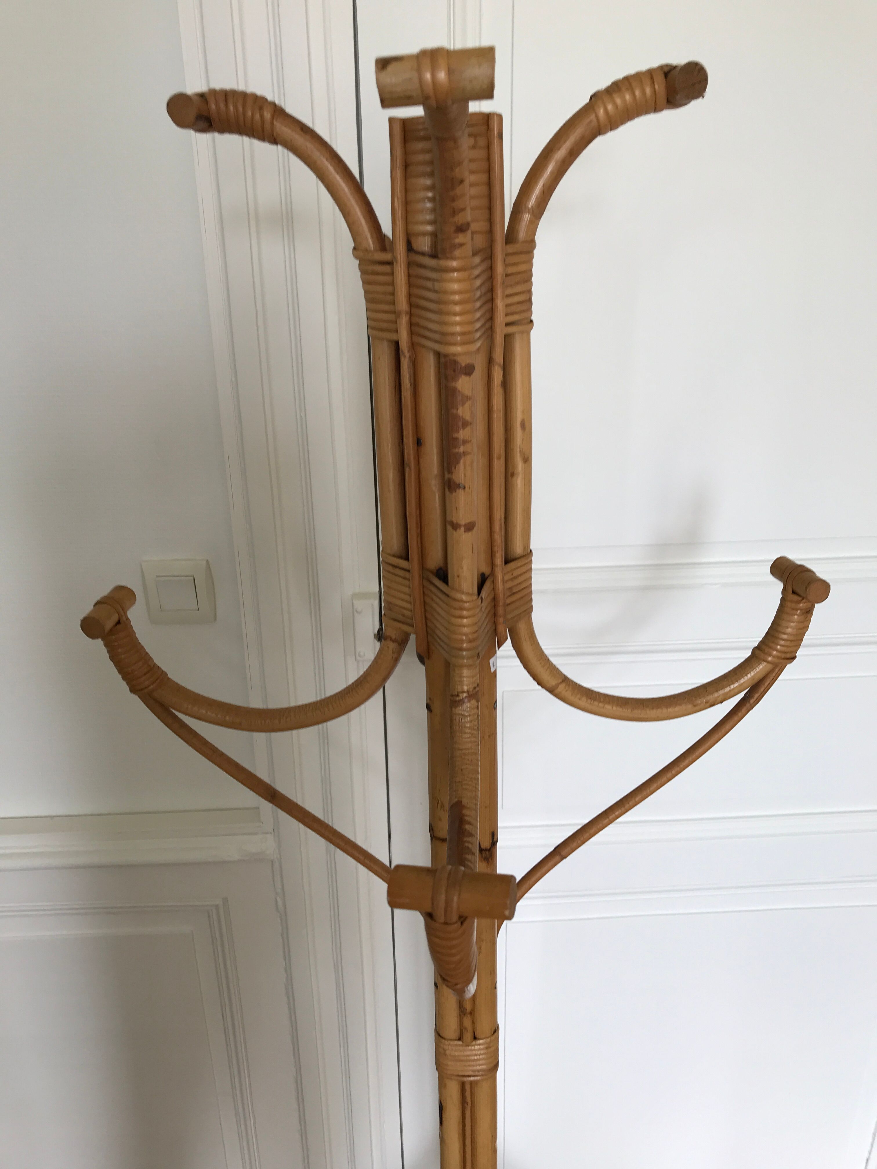 Rattan coat rack year 60
