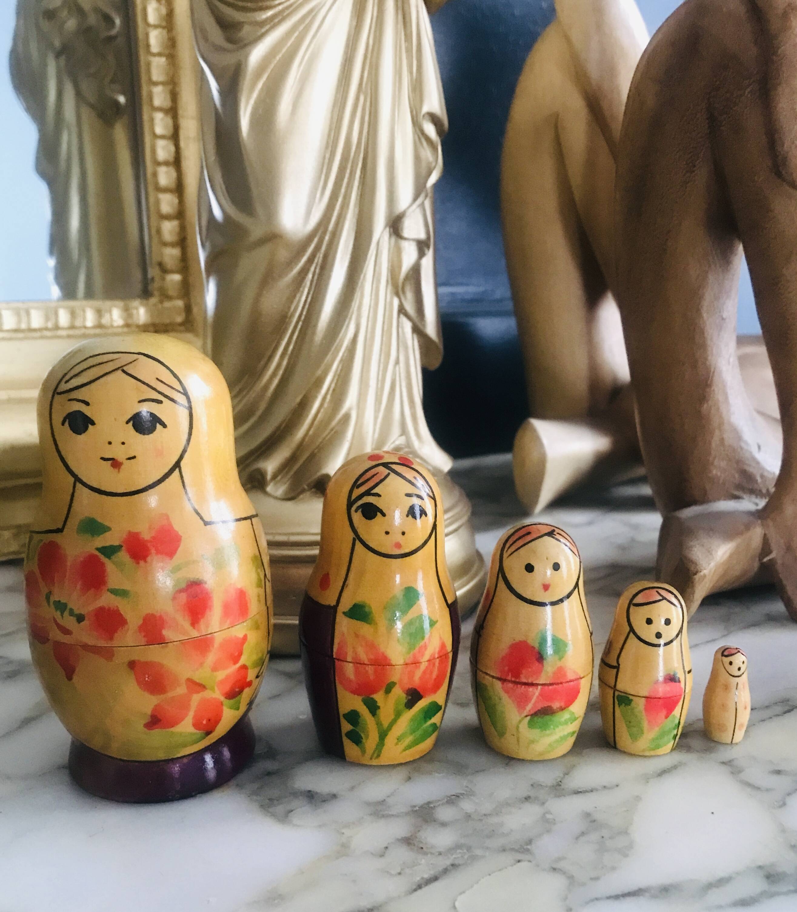 Traditional vintage Russian dolls or Matryoshkas