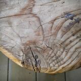Pair of brutalist tripod stools in grayed pine. France, 1950s