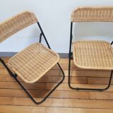 70s rattan folding chairs