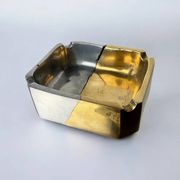 Brutalist ashtray by Leopold, bronze and brass, 1970s