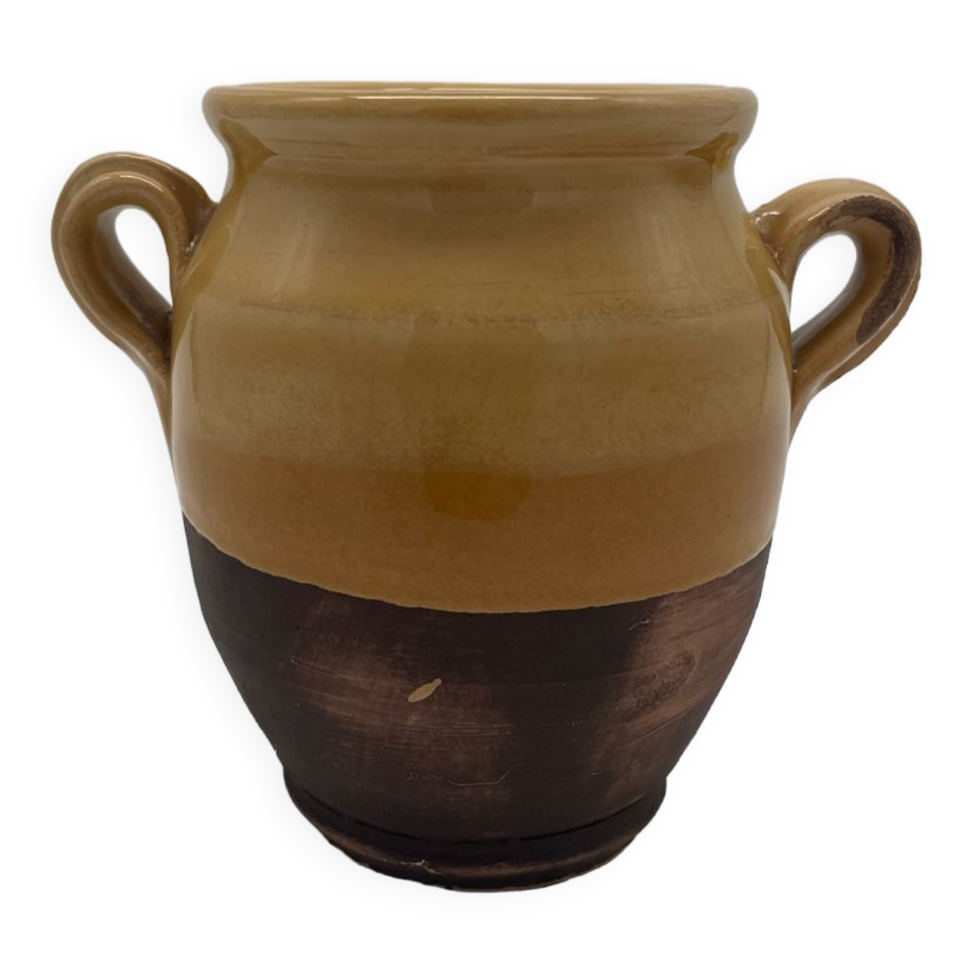 Varnished yellow terracotta confit pot