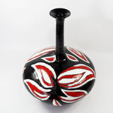 Studio pottery ceramic hand painted glaze vase circa 1970