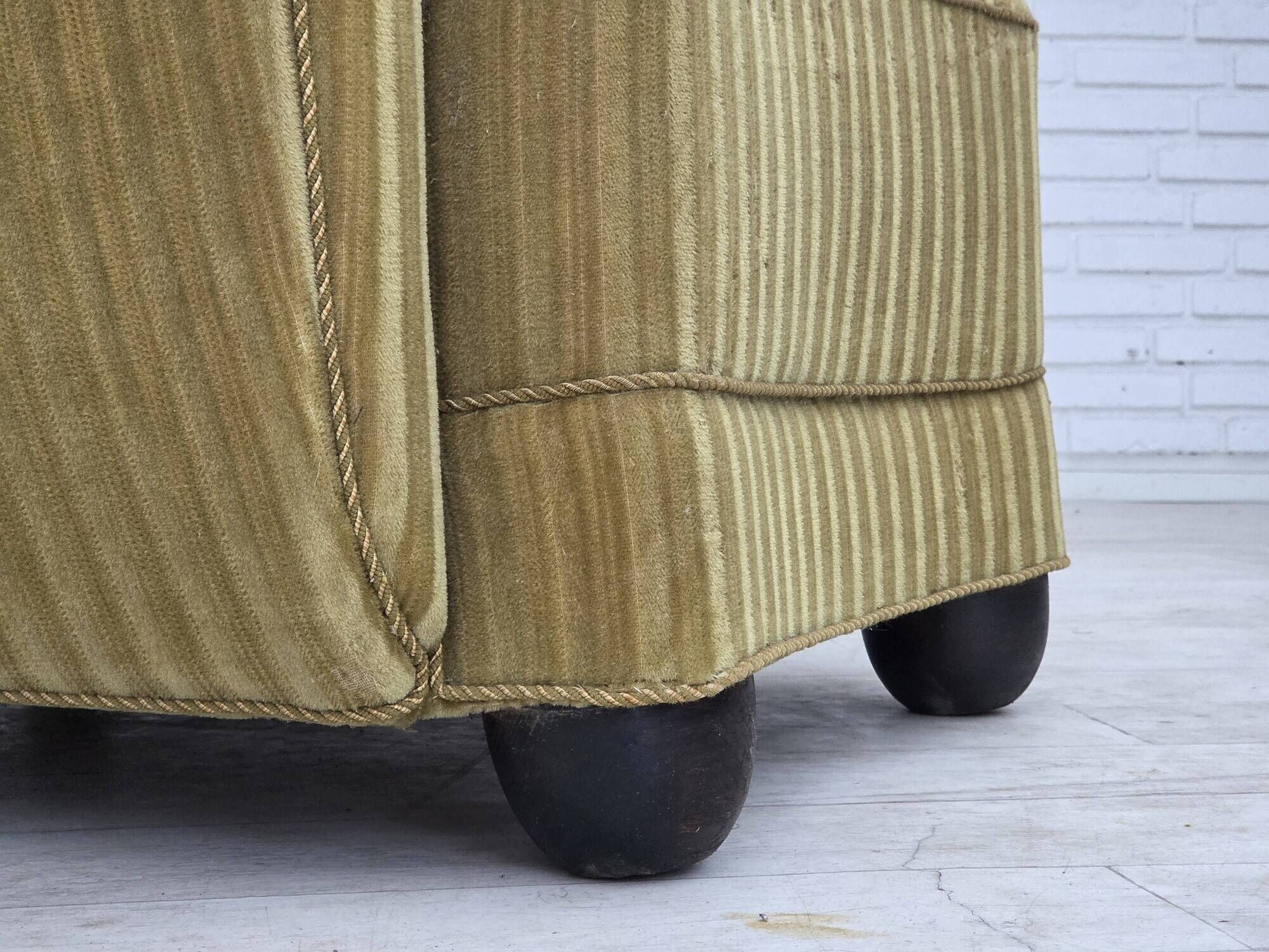 1960s, Danish relax armchair, furniture velour, oak wood.
