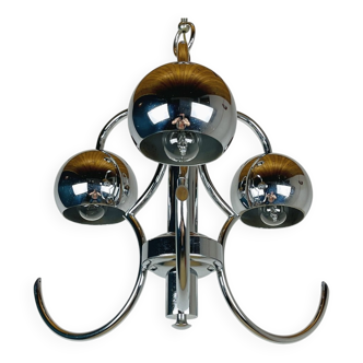 Vintage mid-century eye pendant lamp, Silver, Italy, 1970s