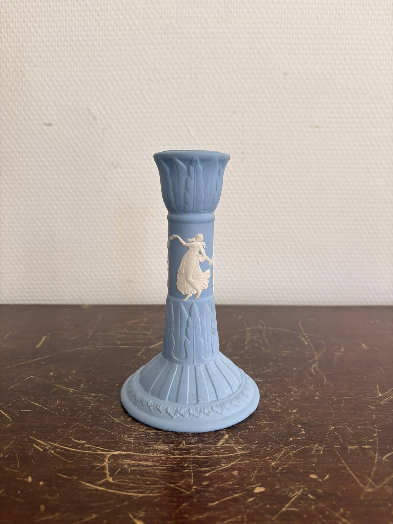 Wedgwood Blue and White Jasperware Vintage Candle Holder English Ceramics