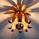 Italian ceiling light in gilded metal, floral design, 1960-70.