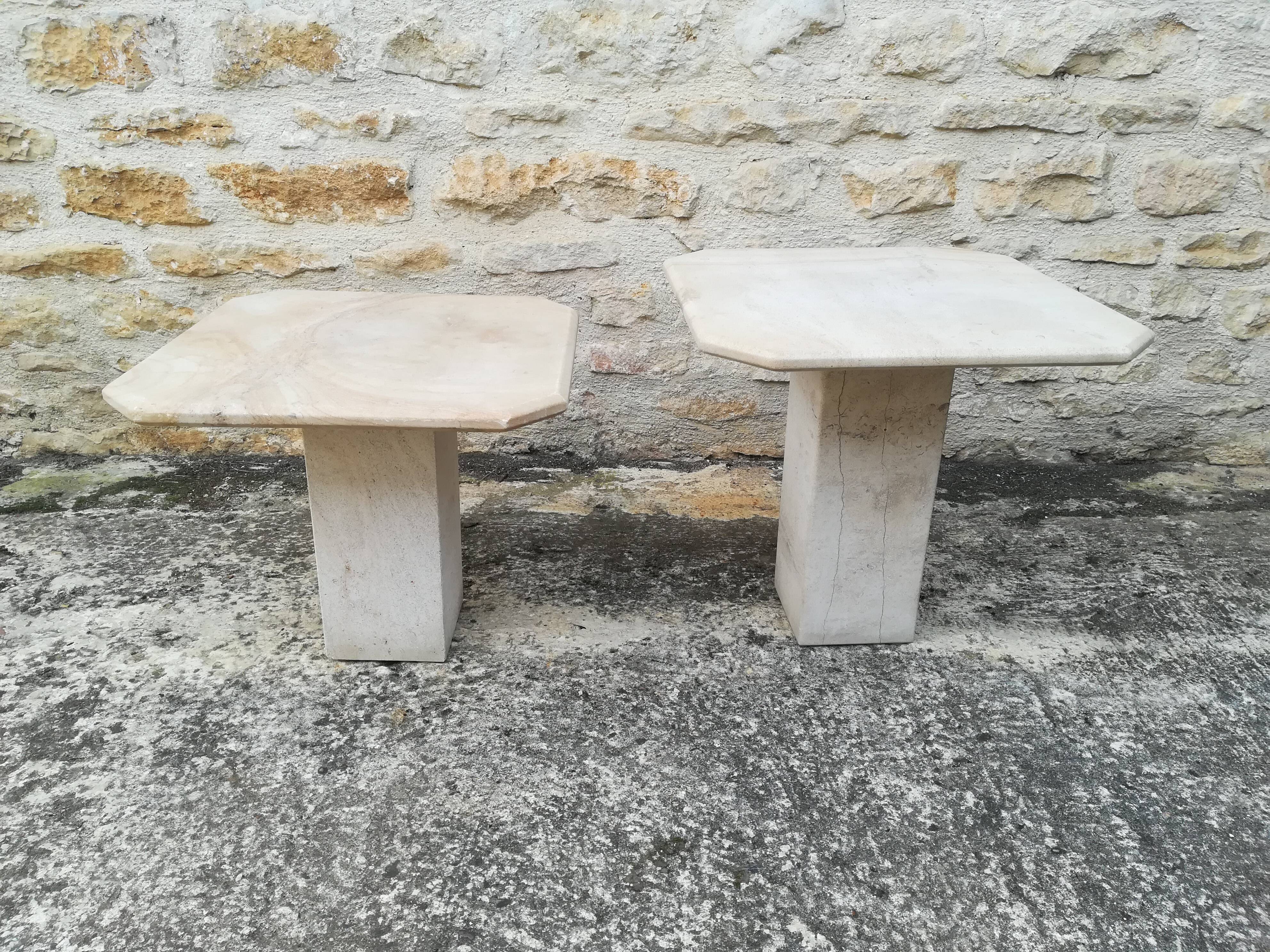 Nesting coffee tables in natural travertine