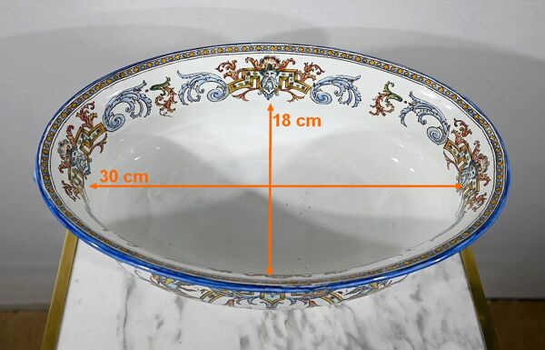 Jardinière en faïence de gien, style renaissance – début xxe