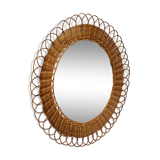 Rattan flower mirror