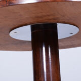 Art deco walnut chrome round table Jindrich Halabala 1930s Czechia