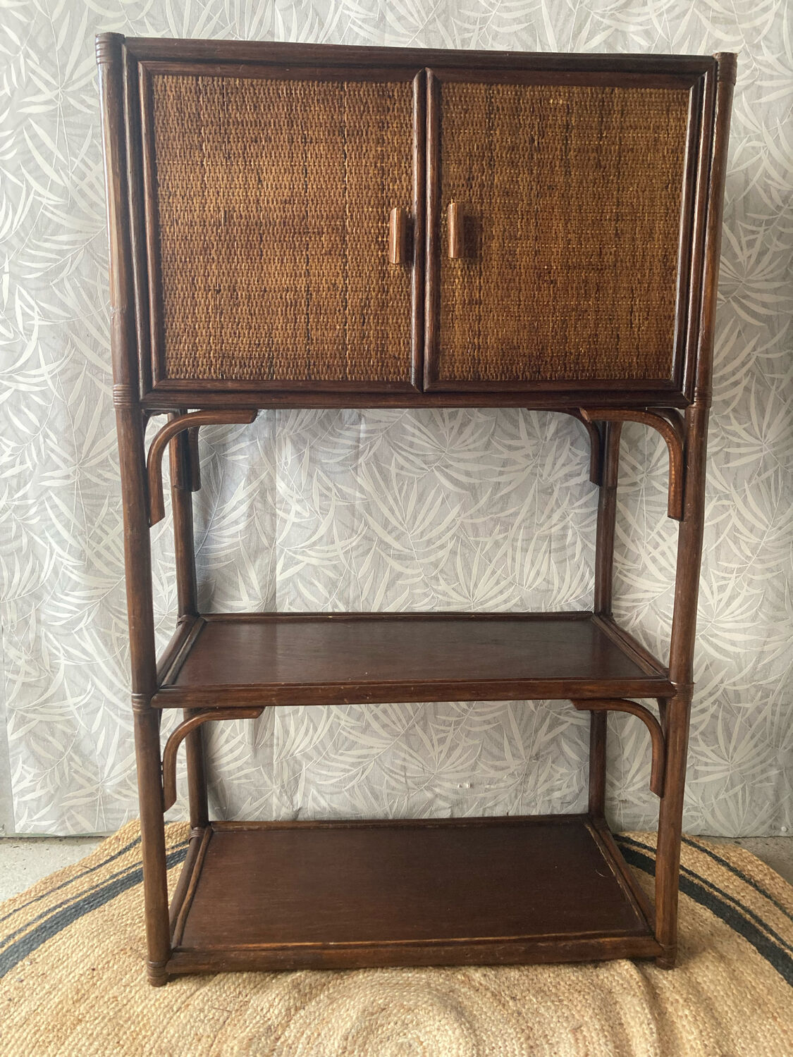 Rattan bookcase shelf