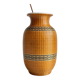 VINTAGE Woven Bamboo and Fine Porcelain VASE