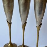 Set de 6 flûtes de champagne en laiton, 1970