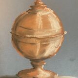 Signed painting Pastel terracotta "terracotta candy box" indigo paper
