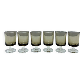 6 Liqueur glasses Luminarc France, shot glass smoked glass