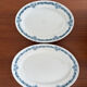 Set of 2 oval dishes, Longchamp ironstone, Denise model, blue flower.