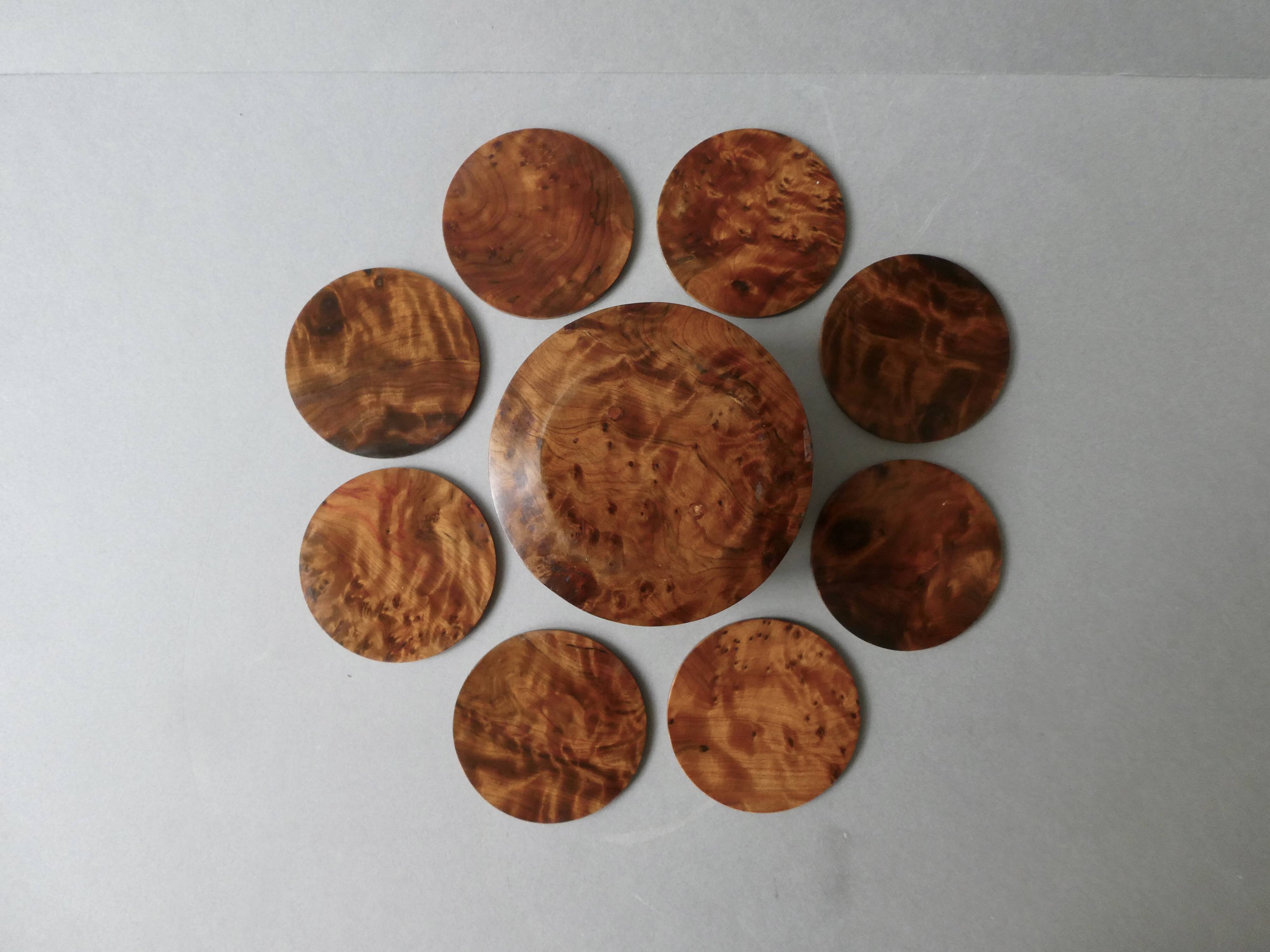 8 under glass in elm burl, Art Deco style
