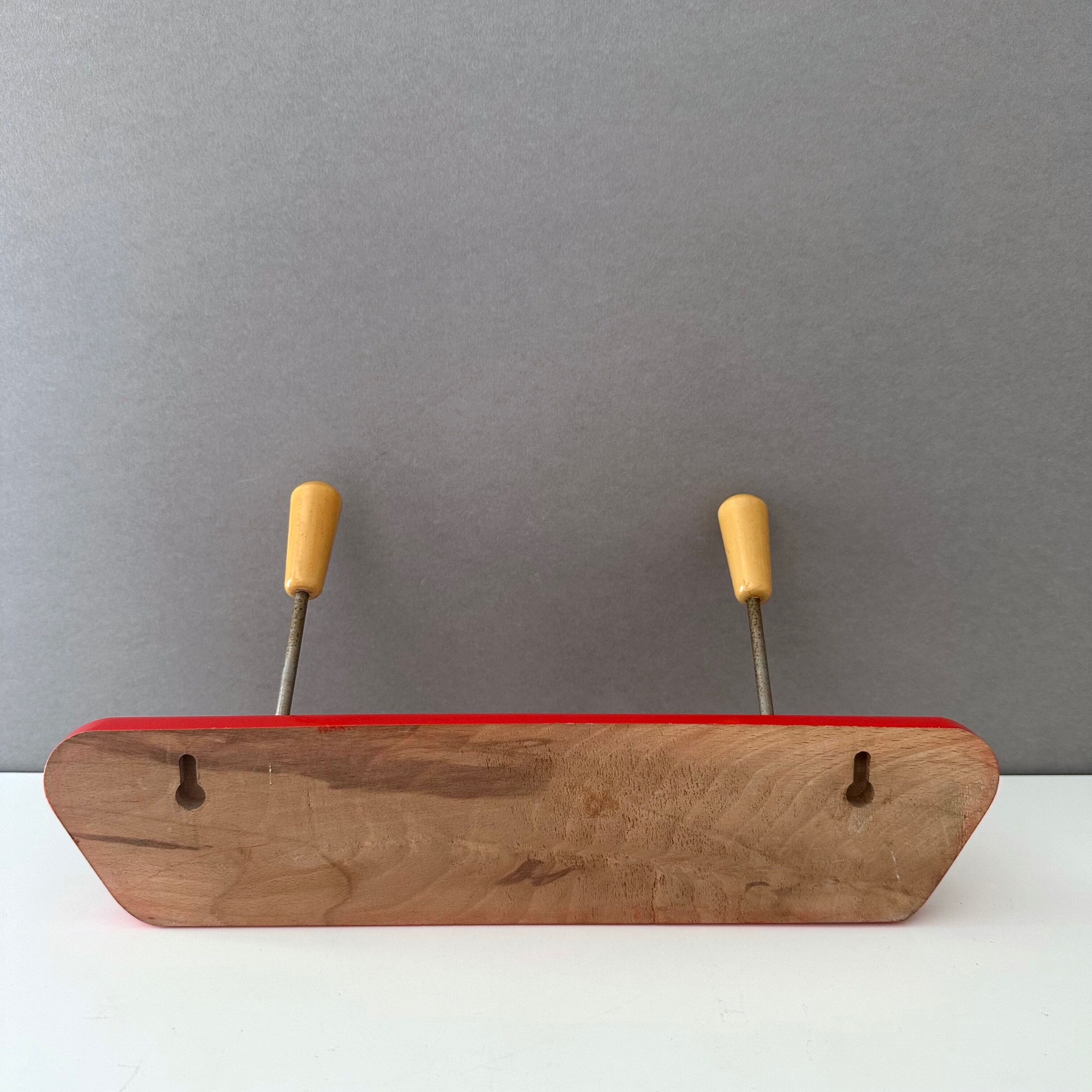 Red mid century coat rack