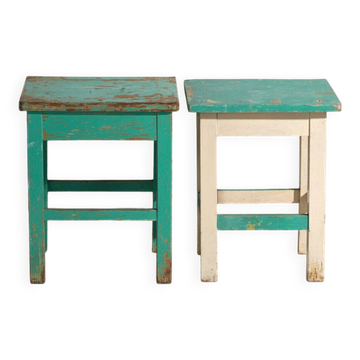 Tables de chevet anciennes en bois de pin – Europe centrale, vers 1940 #14