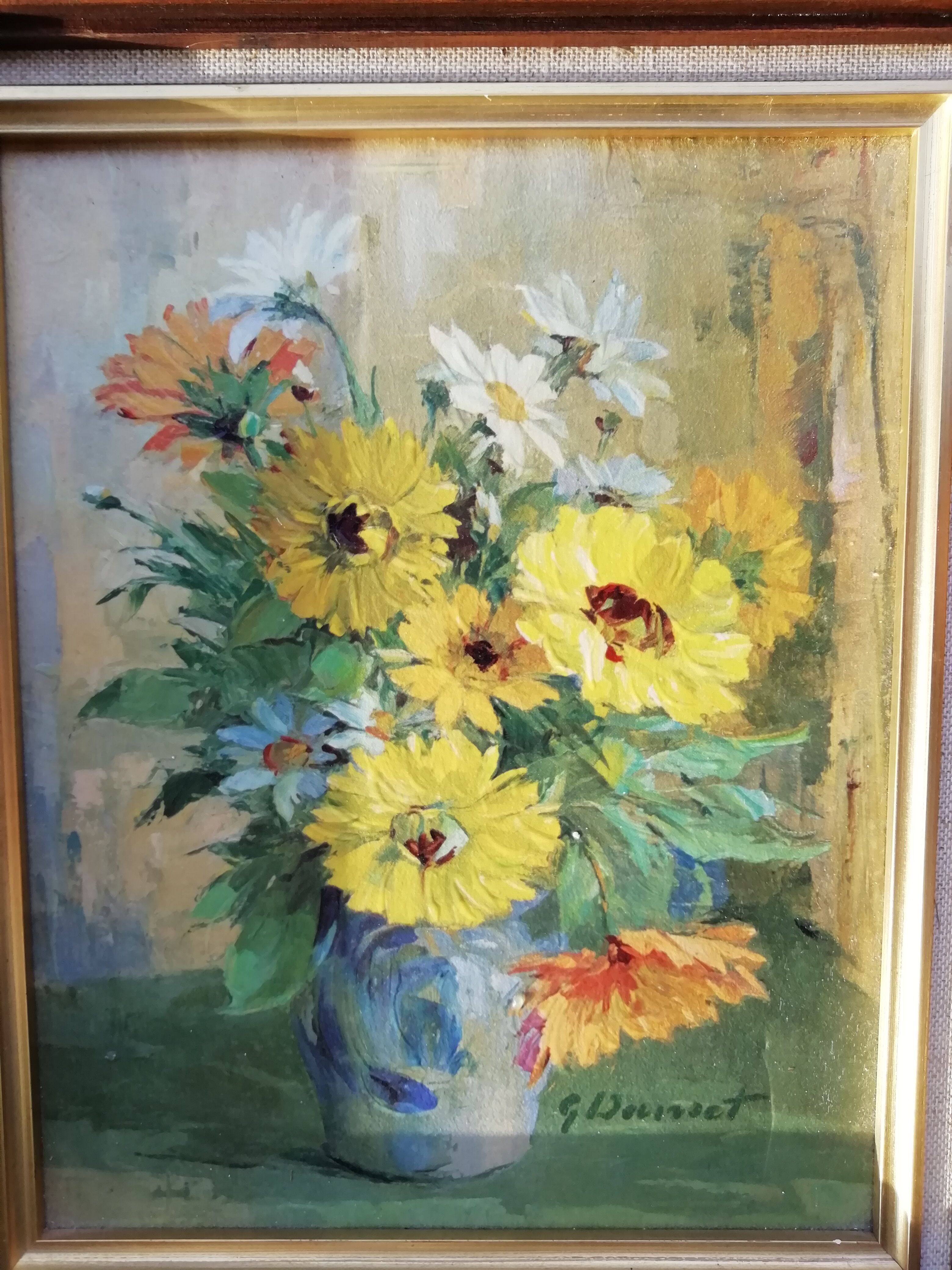 Oil on canvas yellow daisies