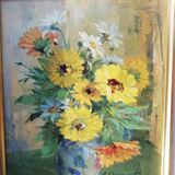 Oil on canvas yellow daisies