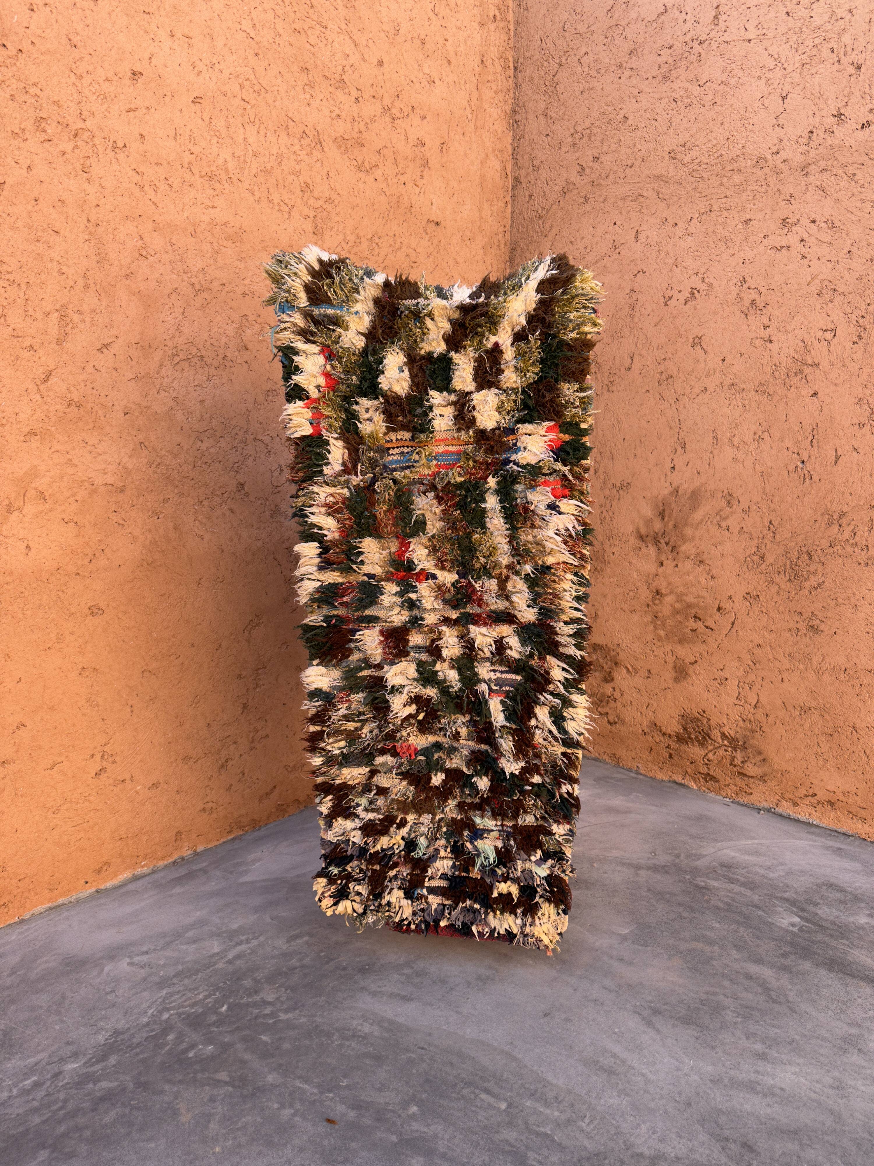 Moroccan carpet boucherouite colored - 70 x 160 cm