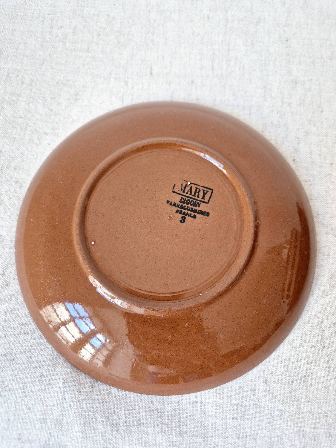 Set of 2 cups + 2 stoneware plates "Mary" - Digoin Sarreguemines Vintage