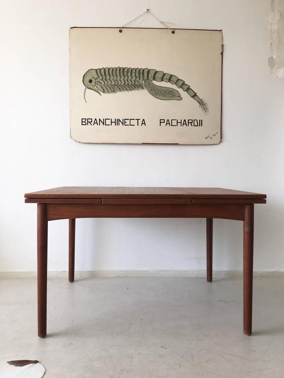 Dining table extendable Scandinavian teak extension 1960 s