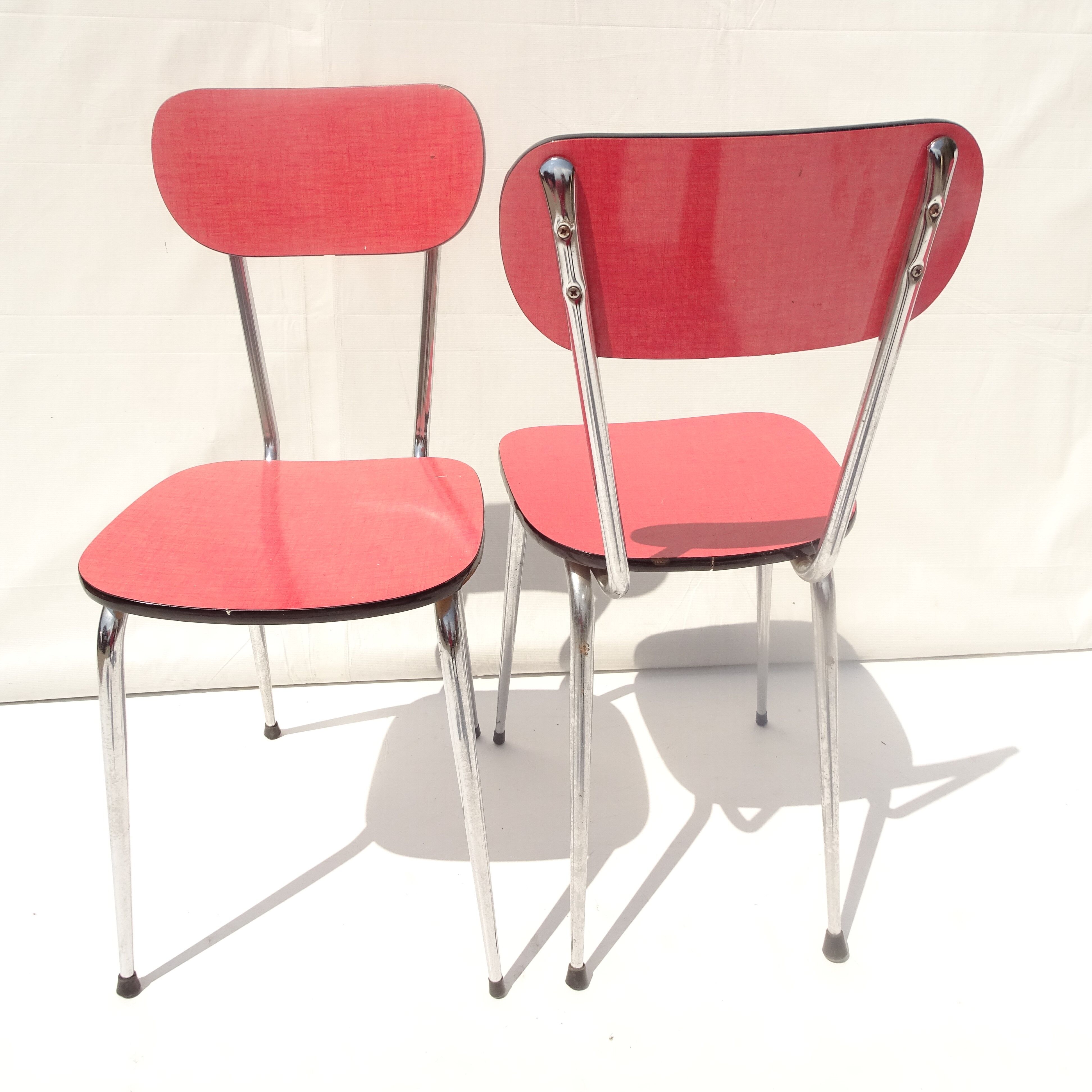 Lot 4 chaises formica rouge