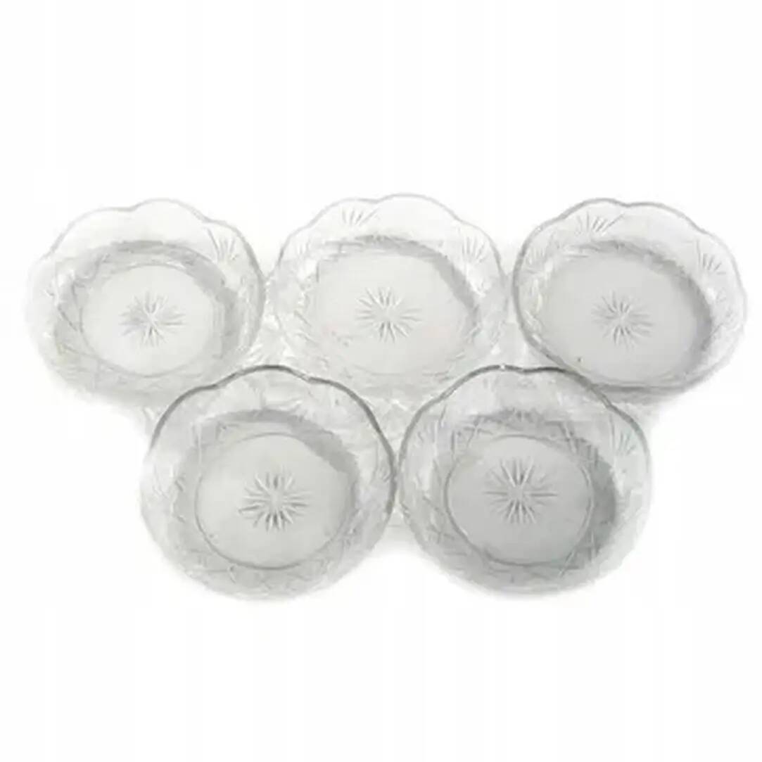 Set of dessert plates, Art Deco, crystal, Hortensja Glassworks, Poland, 1930s