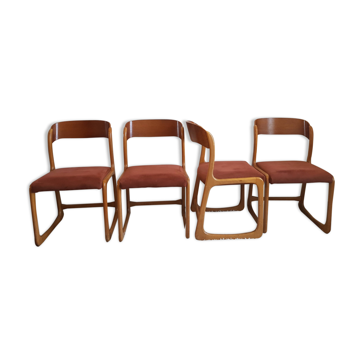 Suite de 4 chaises traineaux Baumann, 1960